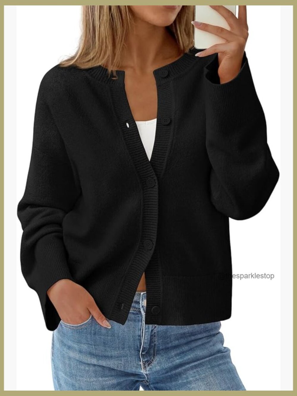 Chunky Knit Cardigan Oversized Puff Long Sleeve Button Up Casual Sweater